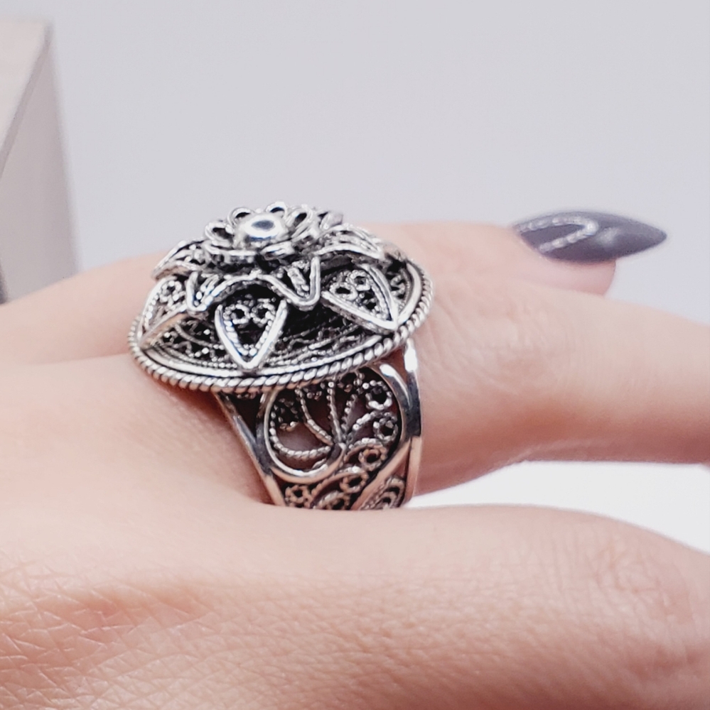 Silver Flower Ring - image 5